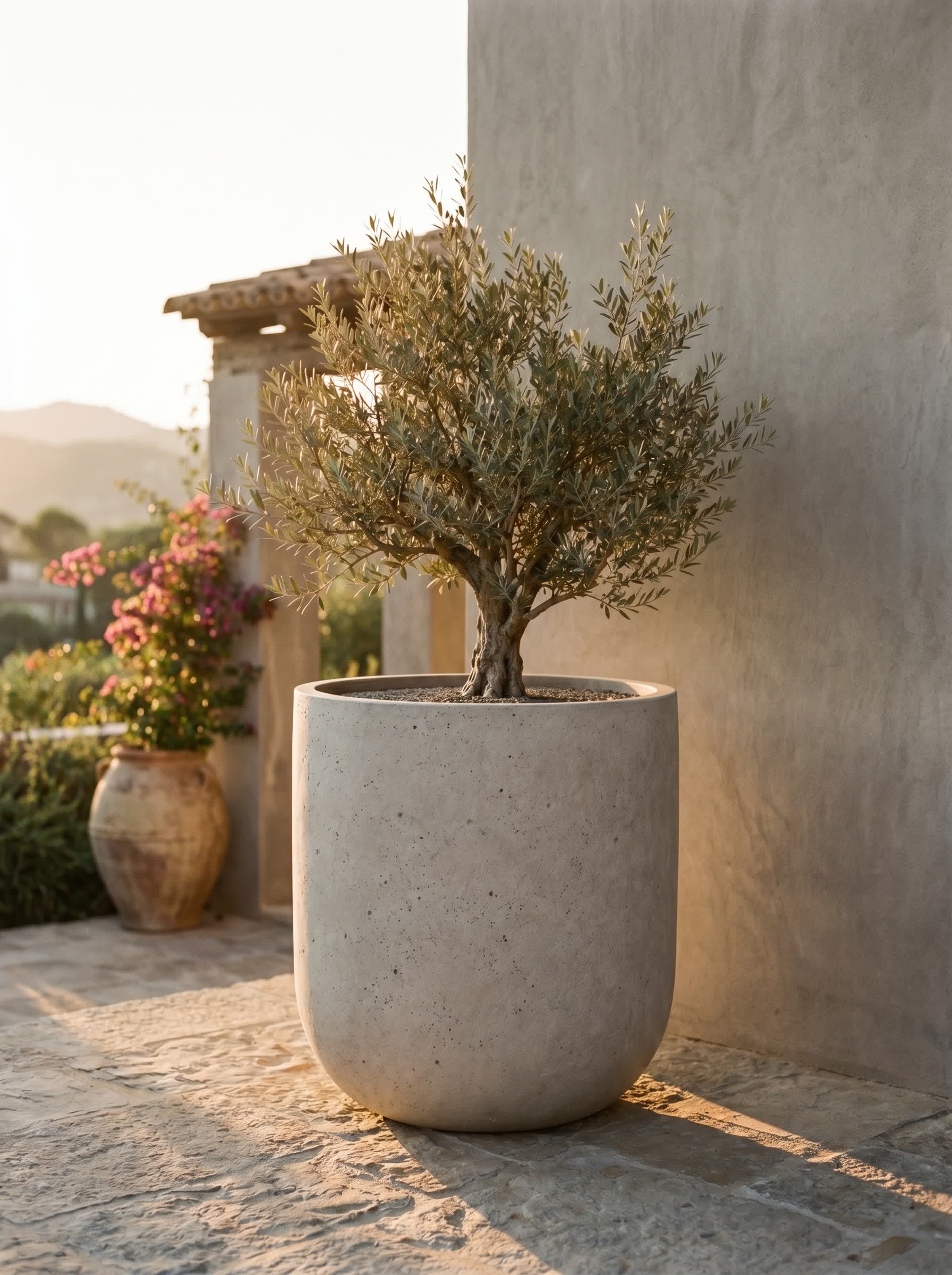 Yuvarlak Beton Saksı