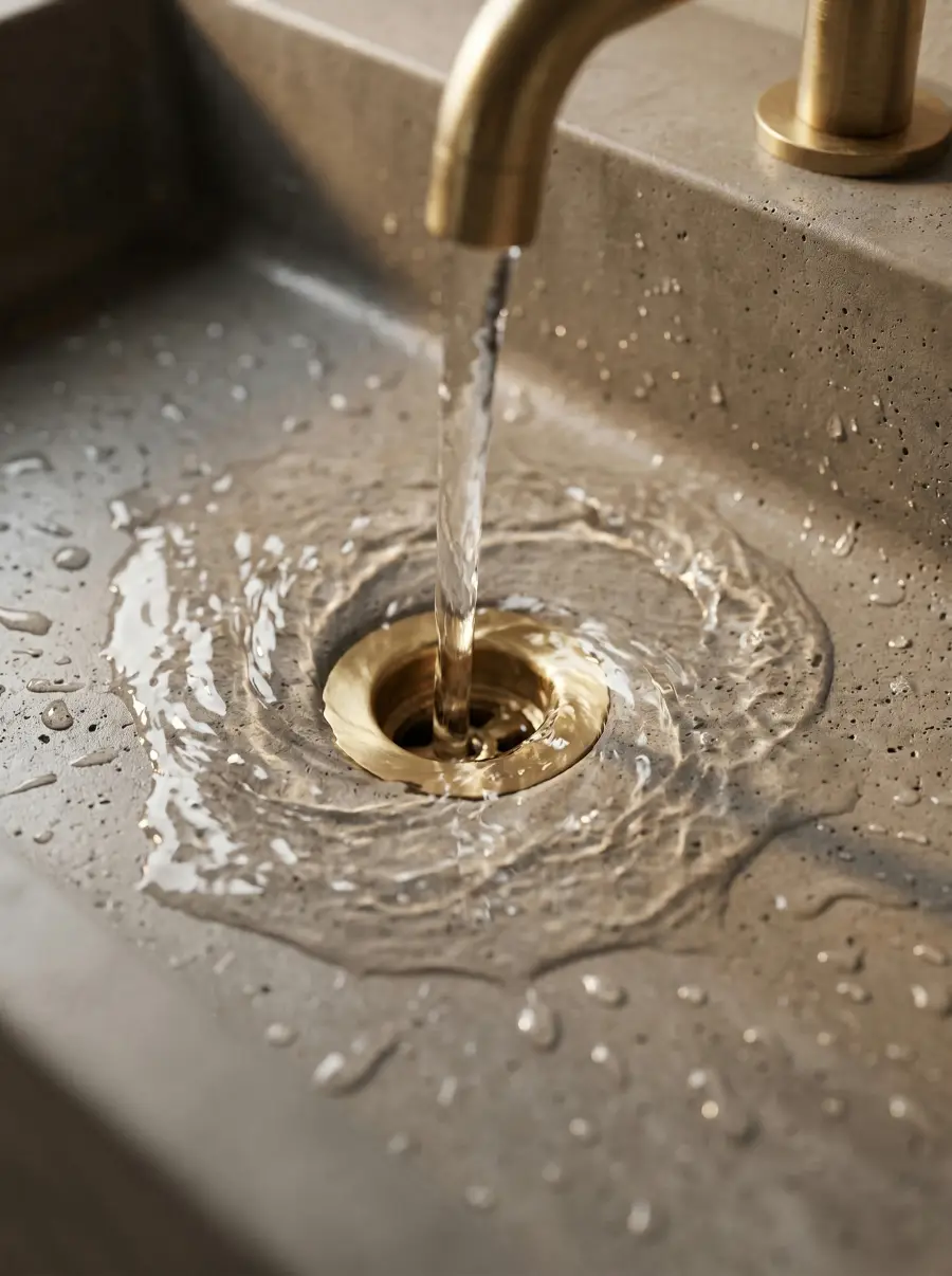 Forma Sink lavabonun su gideri ve yüzey detayı