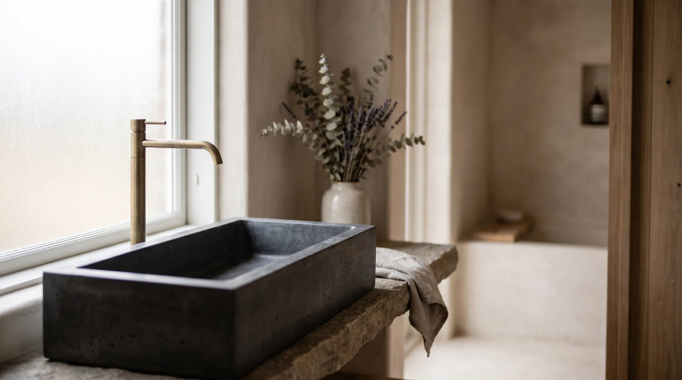Forma Sink tek parça mineral kompozit lavabo