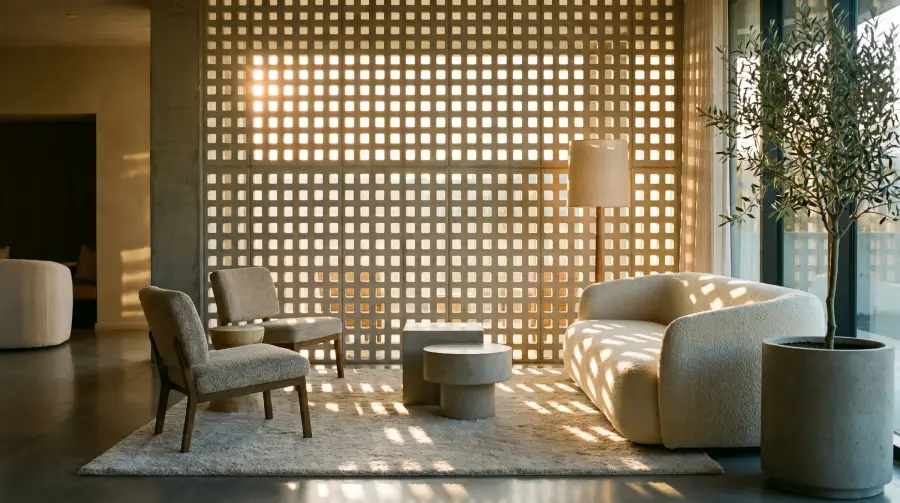 Breeze Block ayırıcı duvarlı gün ışığı alan lounge